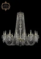 Люстра подвесная хрустальная 11.23.16.360.h-91.Gd.Dr Bohemia Art Classic прозрачная на 16 ламп, основание золотое в стиле классический Люстра подвесная хрустальная 11.23.16.360.h-91.Gd.Dr Bohemia Art Classic прозрачная на 16 ламп, основание золотое в стиле классический